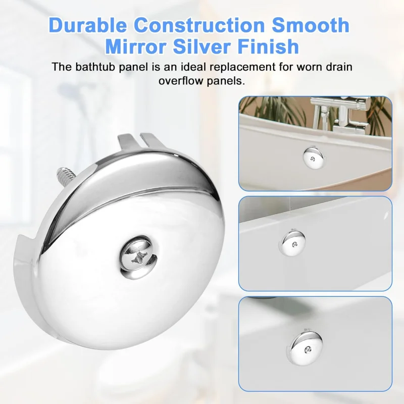3-1/8 غطاء تصريف من الفولاذ المقاوم للصدأ بفتحة واحدة مع برغي، غطاء تصريف حوض الاستحمام، لوحة تصريف الحمام، كوف تصريف حوض الاستحمام العالمي (فضي) #3