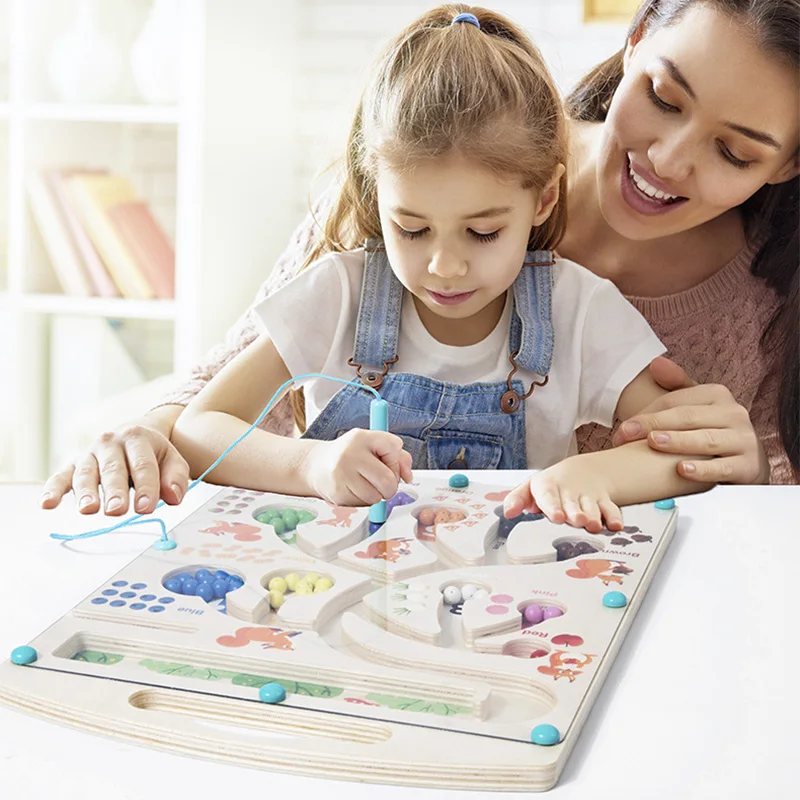 Penna magnetica per bambini gioco a sfera in movimento smistamento del colore scheda di conteggio giocattolo Montessori formazione a motore Fine