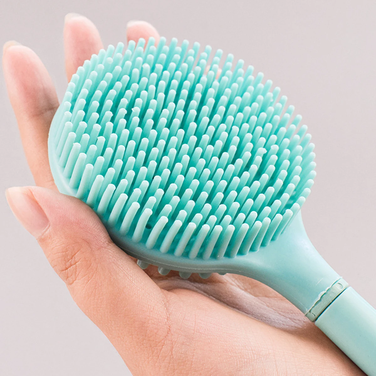 Soft Silicone Back Scrubber Shower Bath Body Brush with Long Handle, BPA-Free, Hypoallergenic, Eco-Friendly