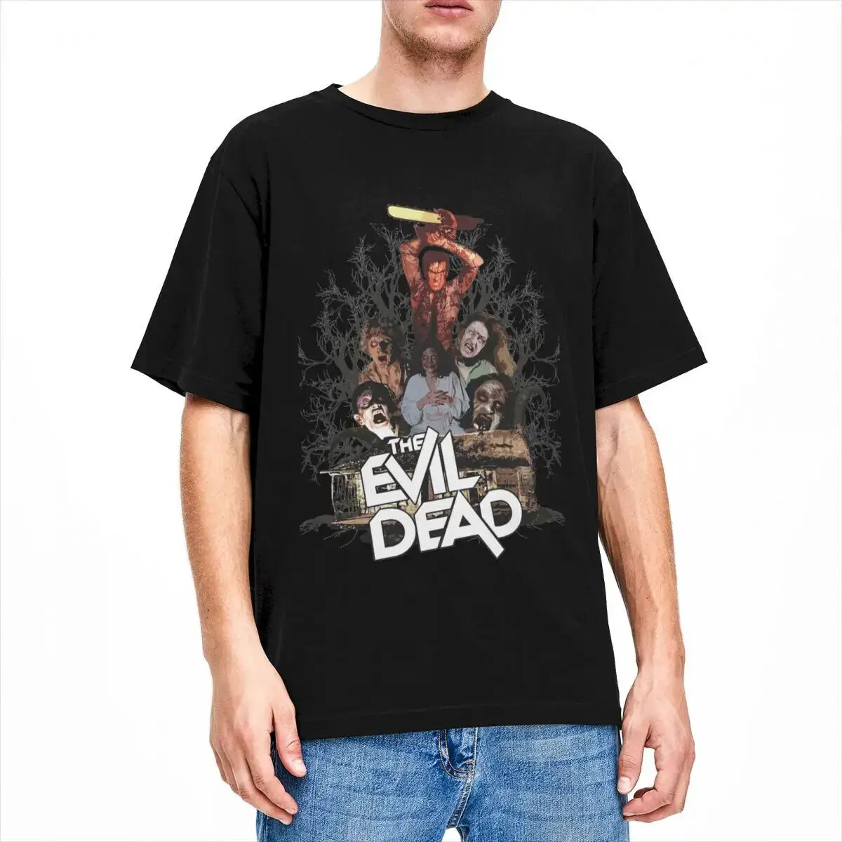 Vintage The Evil Dead Halloween T Shirt 's Crew Neck Pure Cotton Horror