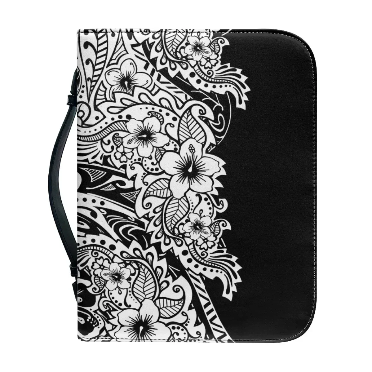 Polynesian Frangipani Pattern Print Bible Bag Handbags for Women Zipper Handle Bible Carrying Case Practical Bible Storage Bags