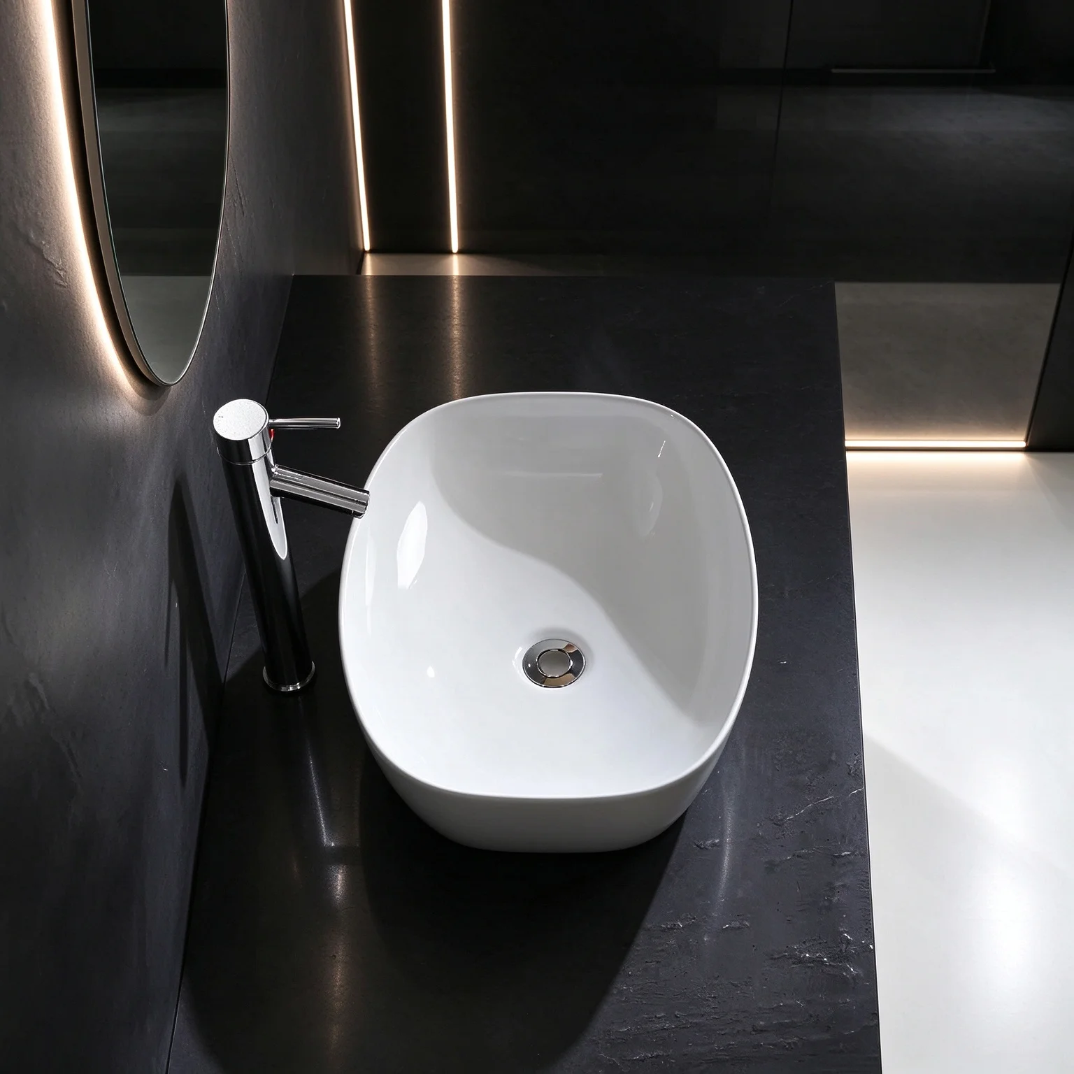 Modern White Ceramic Square Sink, Simple Undermount Embedding Wash Basin for Bathroom Toilet, Home Vanity Top Vessel Sink