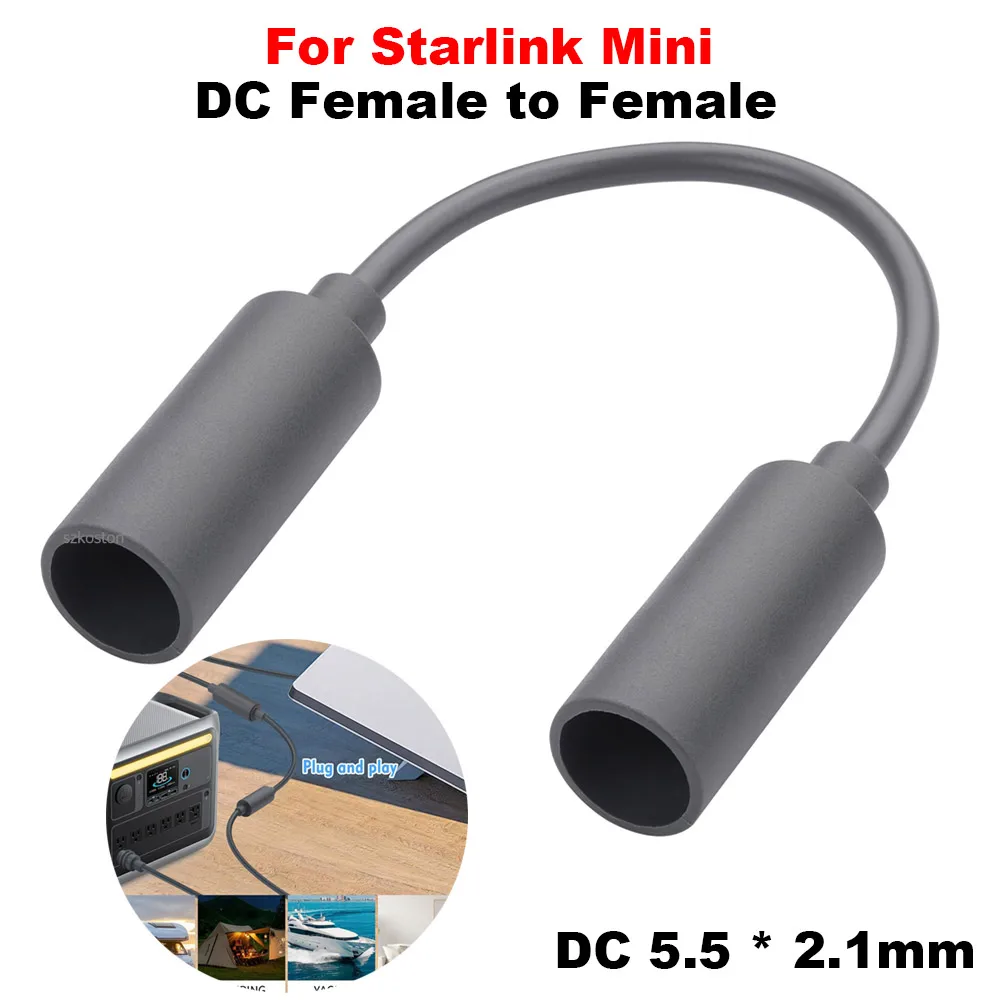 For Starlink Mini Power Cable Extension 5.5 X 2.1mm DC Female to Female Adapter Power Cable Connector 18CM Waterproof