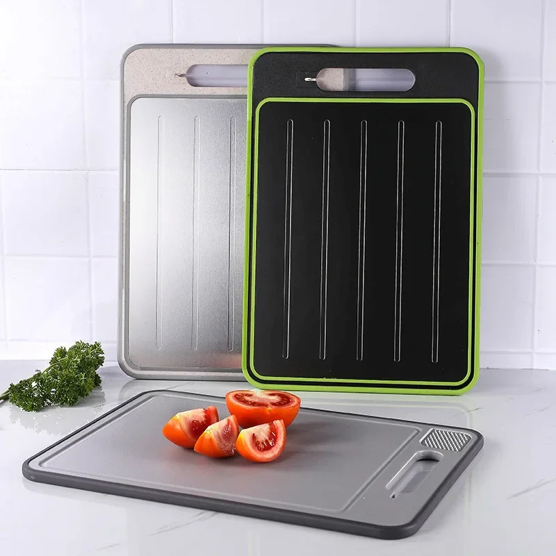 

Multifunctional Cutting Board with Knife Sharpener & Garlic Grater Dual-Side Non-Slip Aluminum Alloy Chopping Board for Kitchen