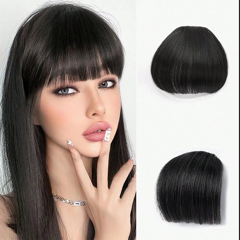 Synthetic Wig Air bangs Natural Short Brown Blond Black Fake Hair Fringe Extension Clip in Hair Pieces