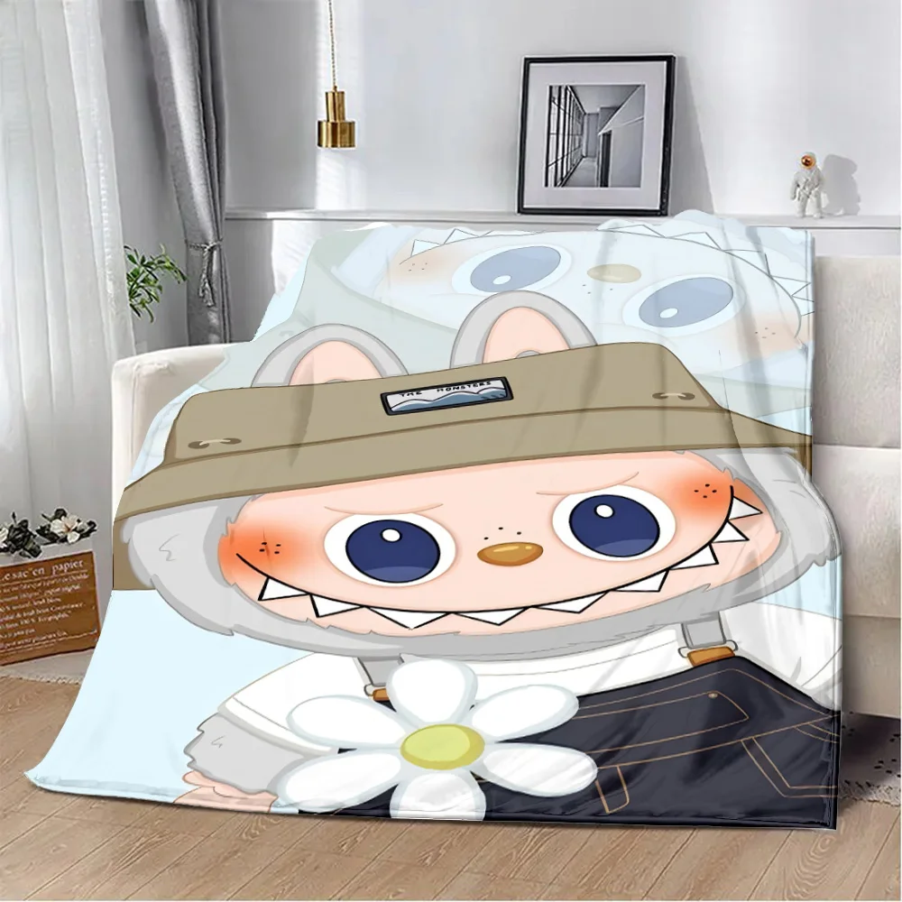 Cute Cartoon Labubu Printed Blanket Picnic Blankets Warm Blanket Soft and Comfortable Blanket Home Travel Birthday Gift