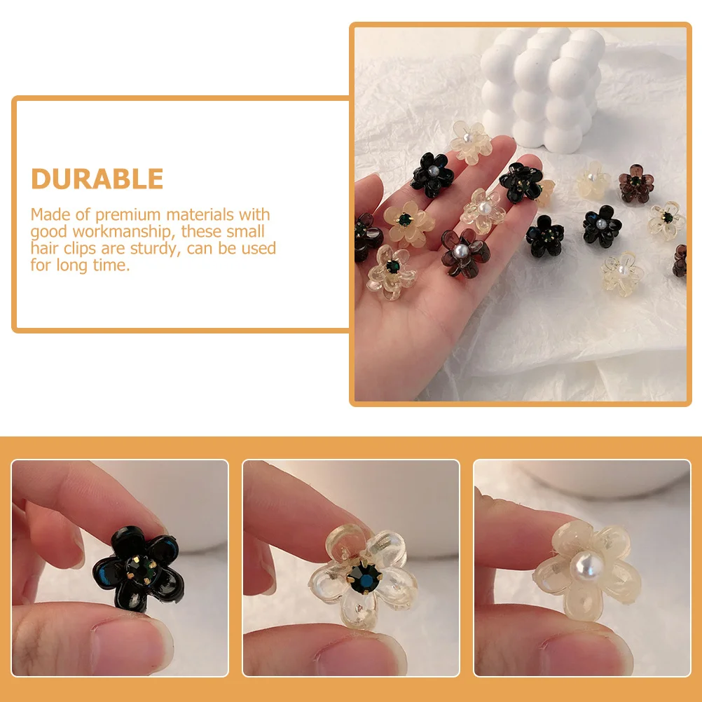 

16pcs Pearl Flower Clips Small Claw Clamps For Thin Hair Women Hair Accessories Wedding Party Decor