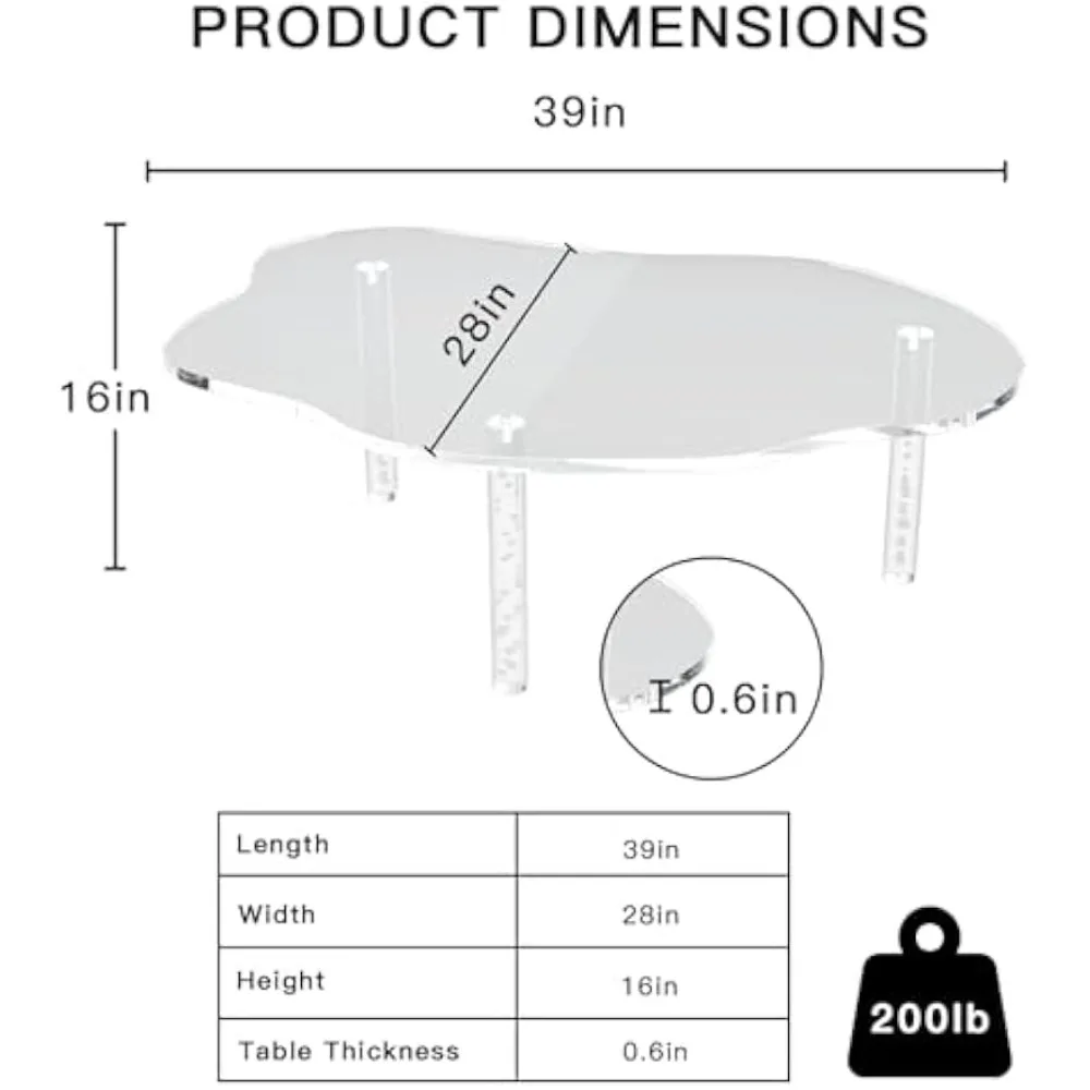 Acrylic Cloud Shape Coffee Table: 39