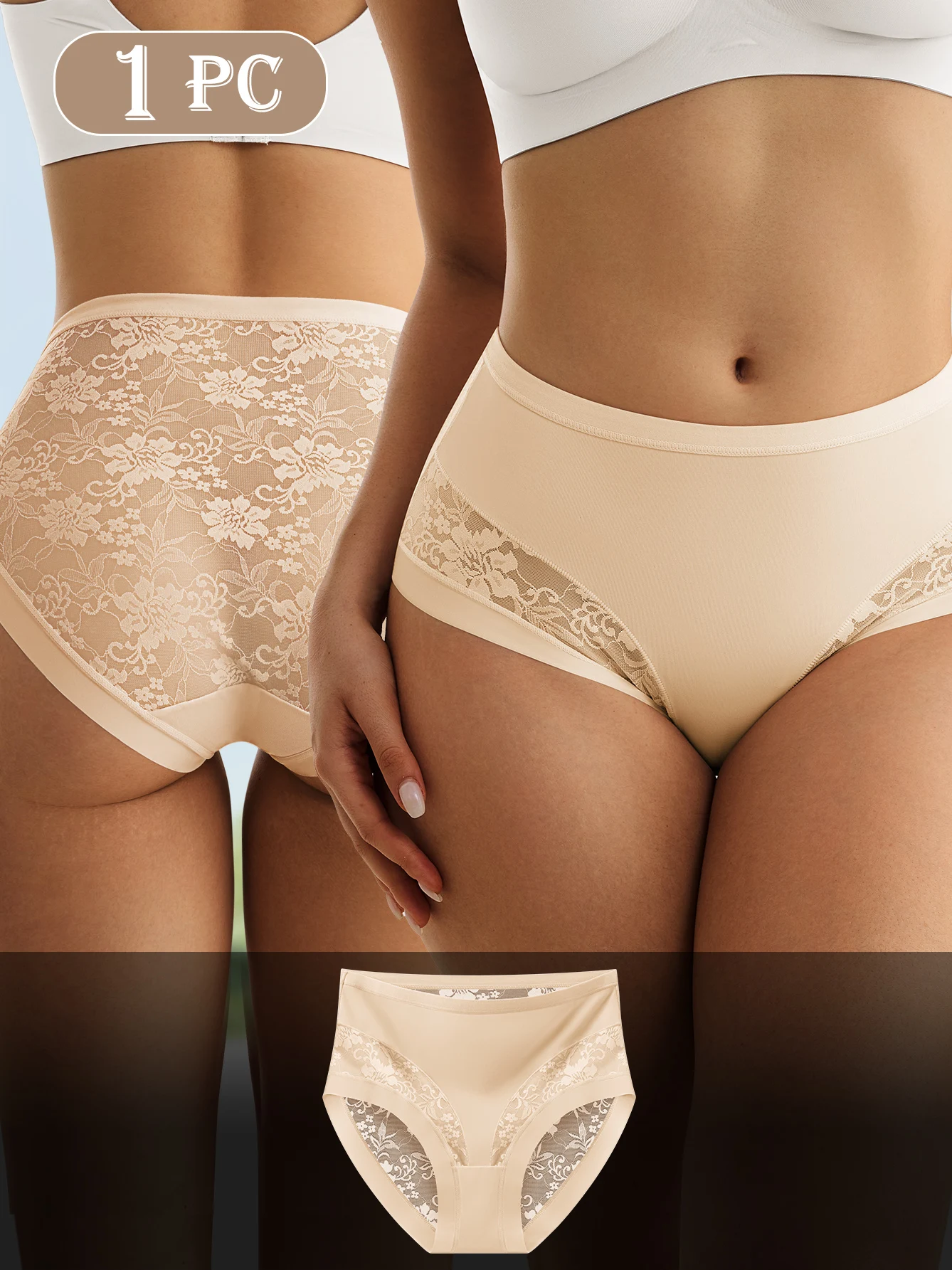 Women’s Lace Panties - Elegant Mesh Patchwork Design, Soft, Breathable, Comfortable for Date Nights & Everyday Wear - Image 2