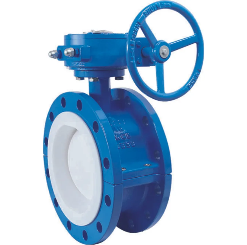 

Коррозионностойкий поворотный затвор D341F4 с полной футеровкой из PTFE, фланцевое соединение с червячным приводом для кислотно-щелочных трубопроводов