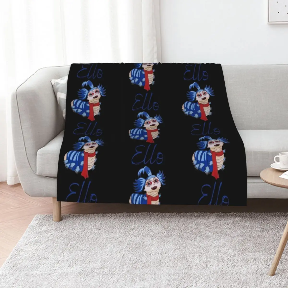 

Ello from the labyrinth worm in blue & Black Throw Blanket Thin Soft Blanket for Summer Night Sleeping