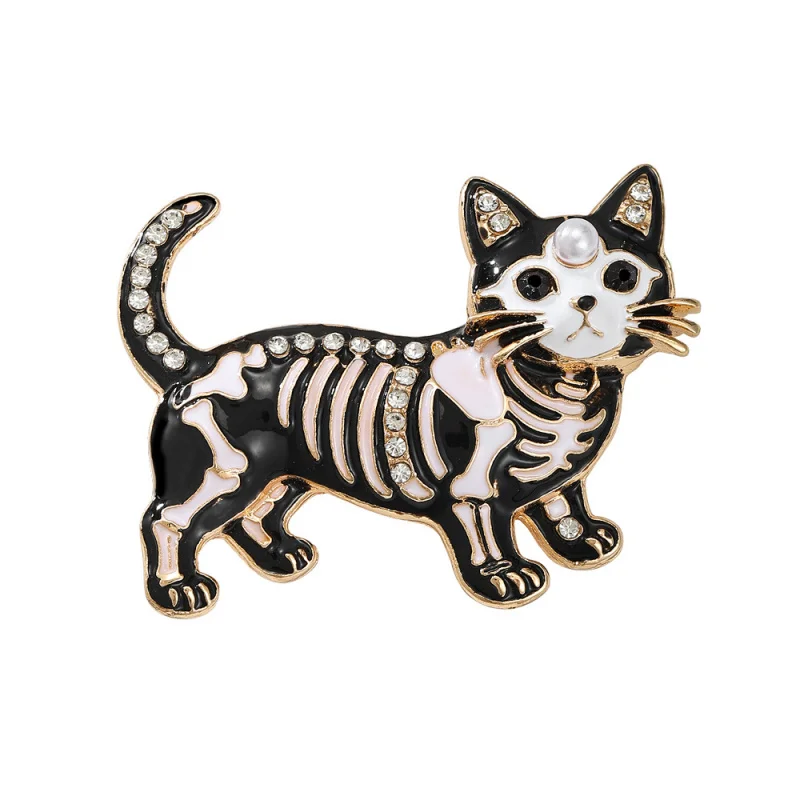 Halloween Sugar Skull Enamel Brooch Gothic Pumpkin Skeleton Cat Lapel Pin Party Costume Backpack Clothes Decor BadgeJewelry Gift
