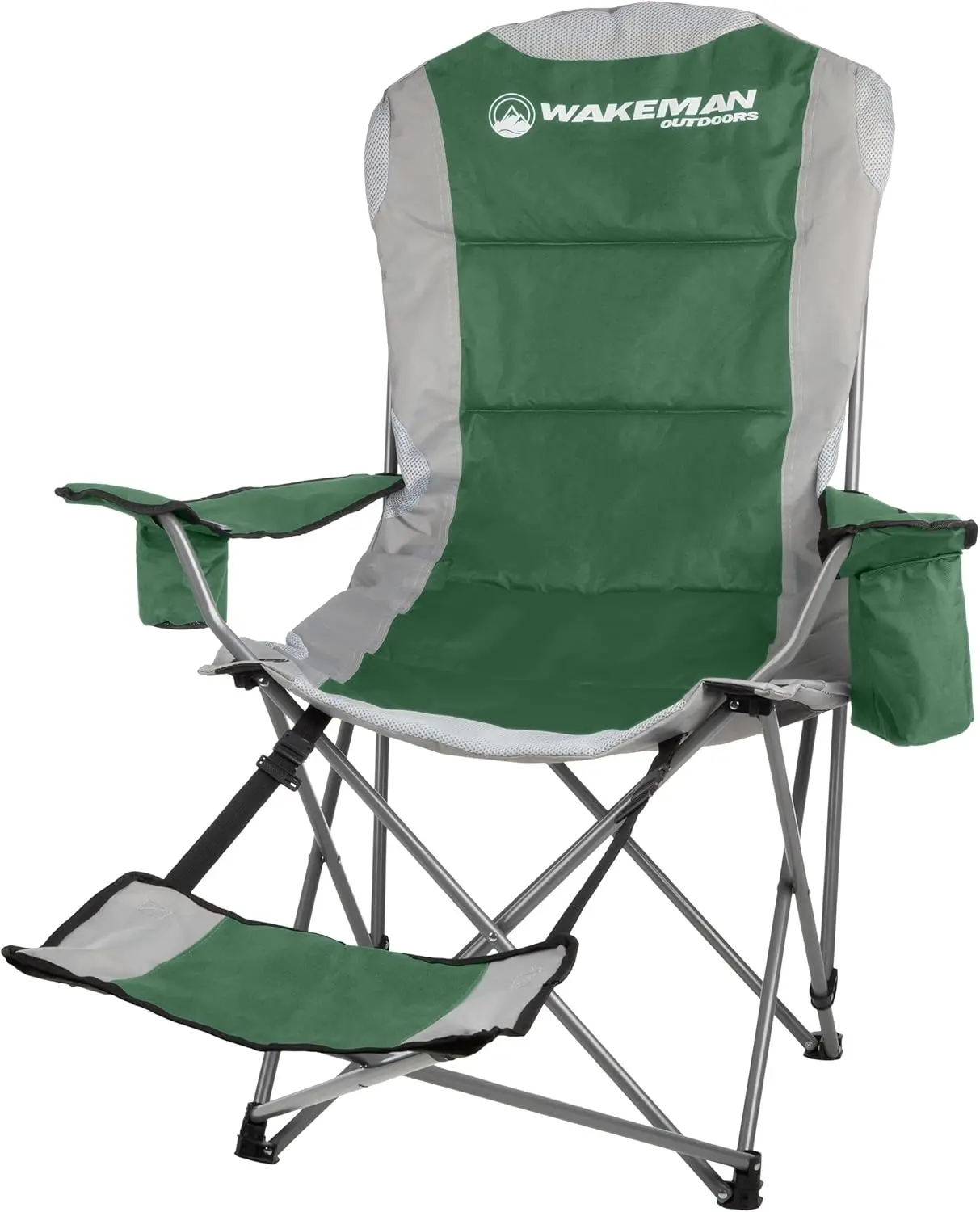 

Camping Chair with Foot Rest, 300lb Capacity, Cupholder & Cooler Pouch - Portable Beach Chair (Green)
