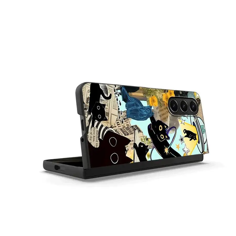 Custodia posteriore per telefono per Samsung Galaxy ZFold4 ZFold7 ZFold3 ZFold5 Z Fold 7 6 5 4 3 ZFold6 Super Cute Kitten