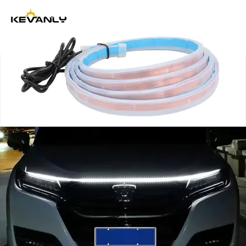 1.5m 1.8m Car LED Decorative light strip Hood light White Daytime running lights Sequence Signal lights Silicone lamp waterproof