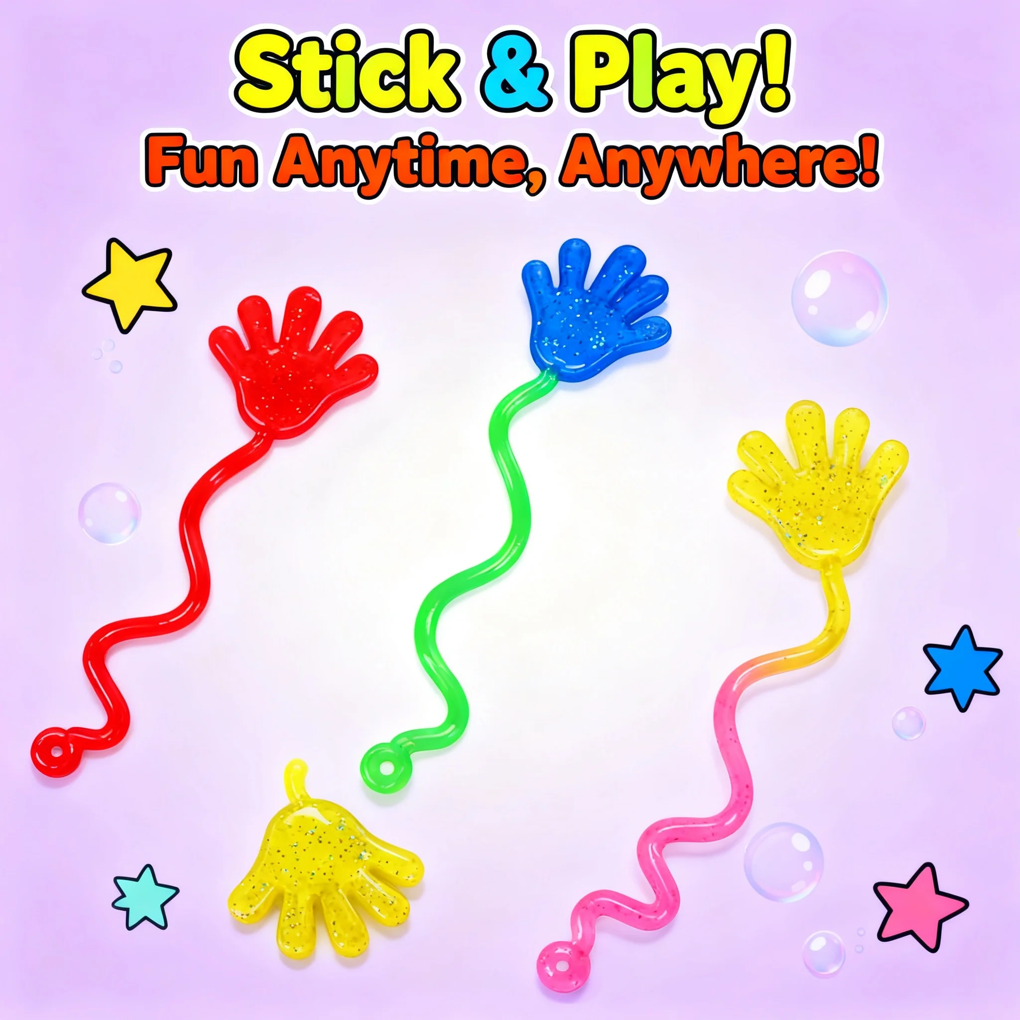 

5-20 Pcs Sticky Palm Glitter Hand Toy Elastic Squishy Slap Funny Gift Kids Party Favors Novelty Supplies