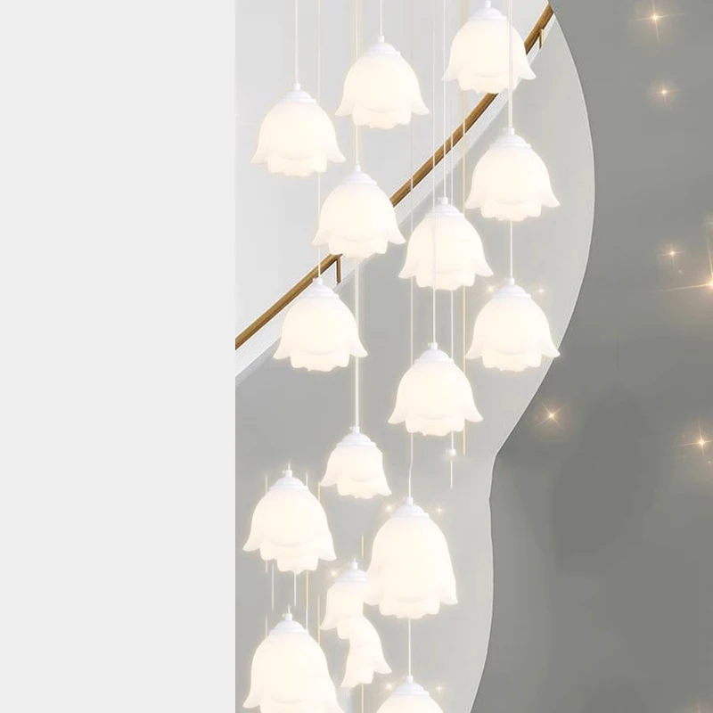 REVEN Chandelier Modern Style Dimmable Luster Flowers Acrylic and Hardware Frame Adjustable Chain