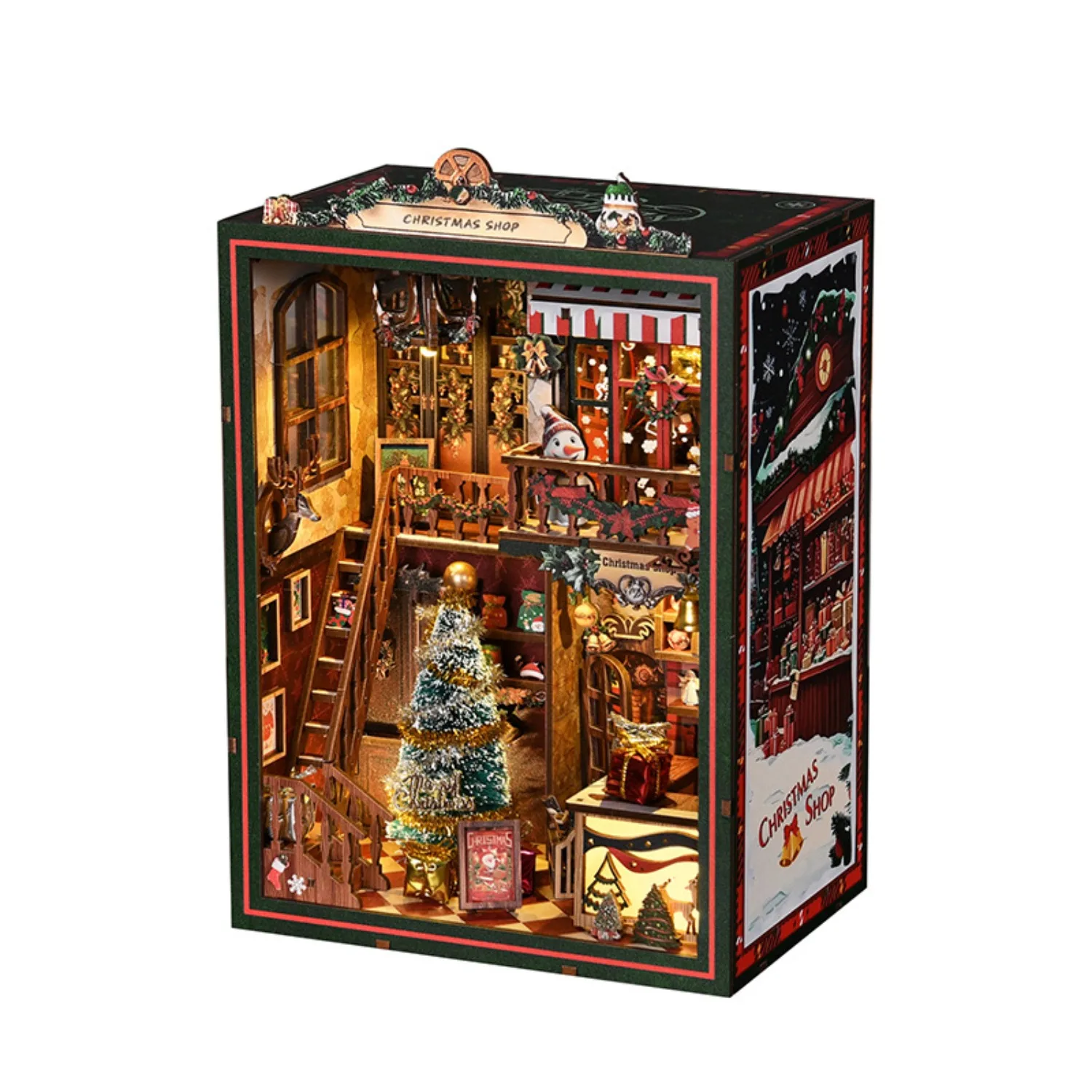 

DIY Christmas store book stand handmade assembly wooden miniature model DIY assembly toy