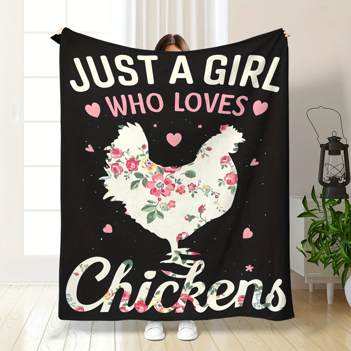 [Countryside Heart]Floral Hen Themed Fleece Blanket | 