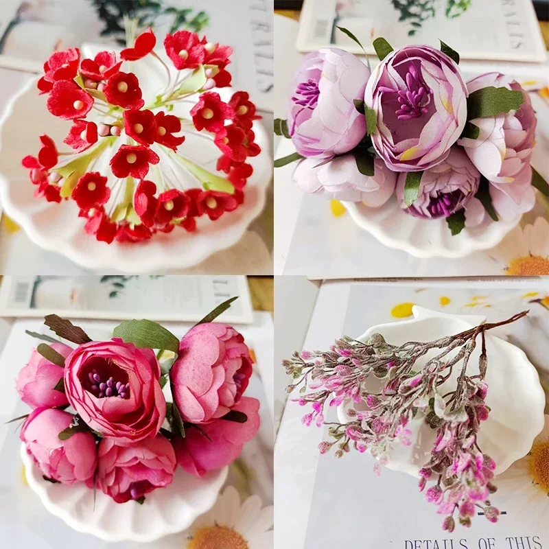

Mini Paper Rose Fake Flower Bouquet Wedding Decoration Artificial Flower DIY Scrapbooking Garland Wreath Flowers