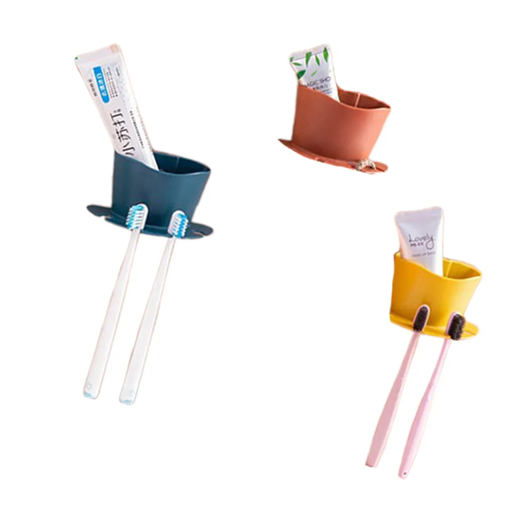 3Pcs No-Drill Toothbrush Holder Wall Mounted Bathroom Storage Rack for Toothbrush Toothpaste Comb Sponge 4 Slot Organizer Clean