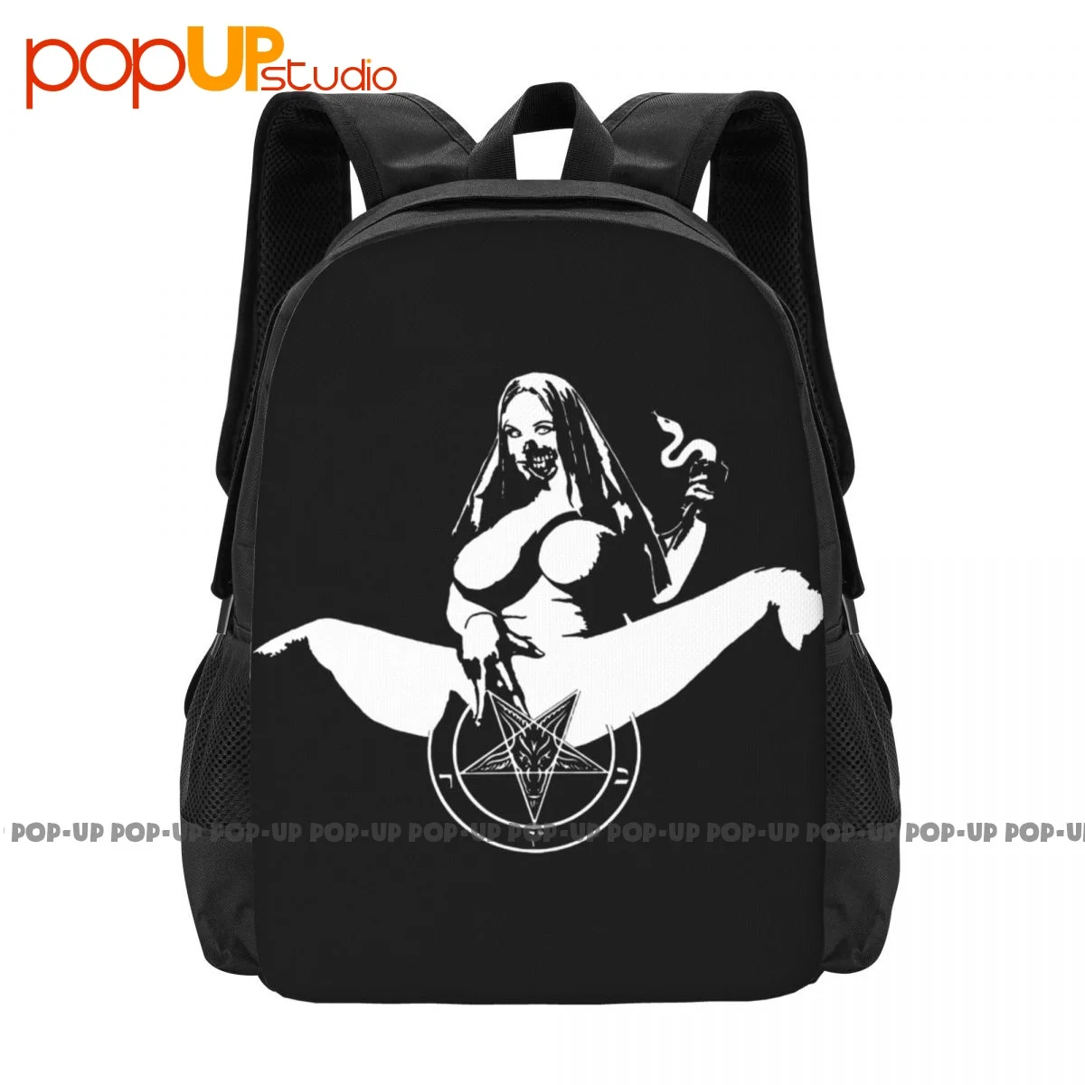Satanic Nun Pentagram Baphomet Satan 666 Metal Horror Left Hand Path Backpack Large Capacity Creative 3d Printing