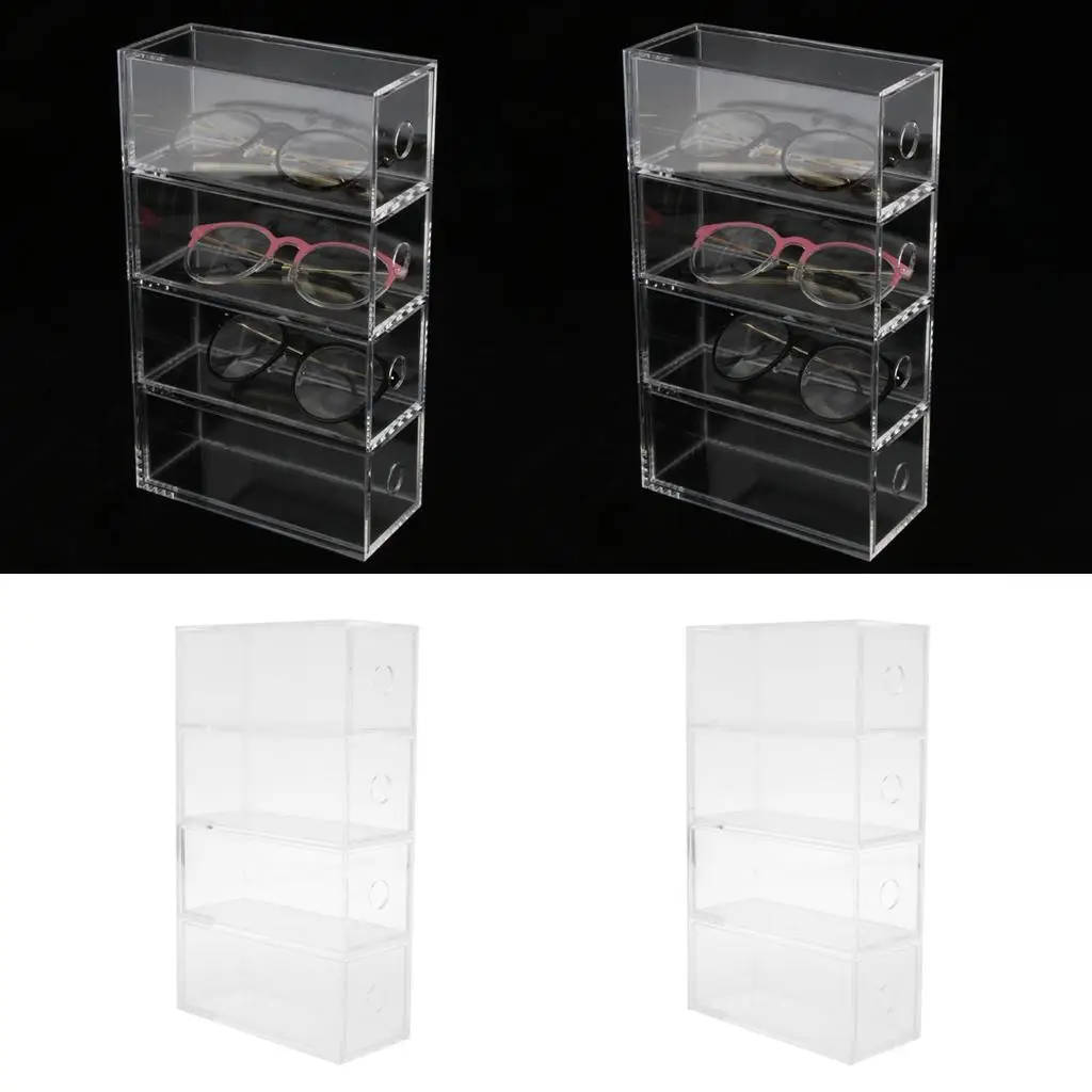 2 Sets Sunglasses Display Stand Makeup Bottle Cases Racks Organizer