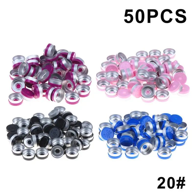 50Pcs Multi Colored 20mm Aluminium Plastic Pharmaceutical Caps For Crimping Glass Vial