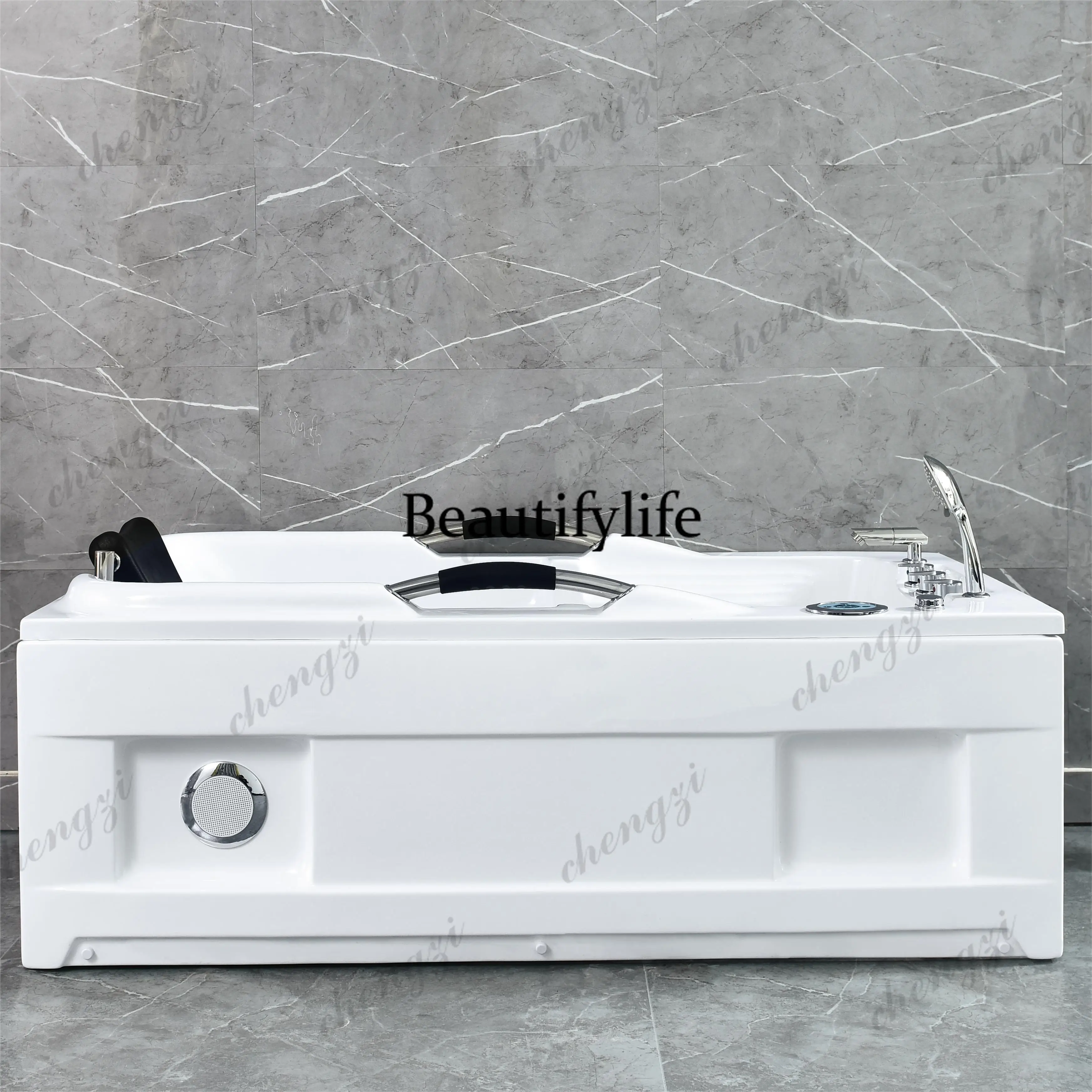 

Spa Bathtub,Home Relaxing Hydrotherapy,Soaking Tub ,with Jet System Left Drain Overflow Bathtub