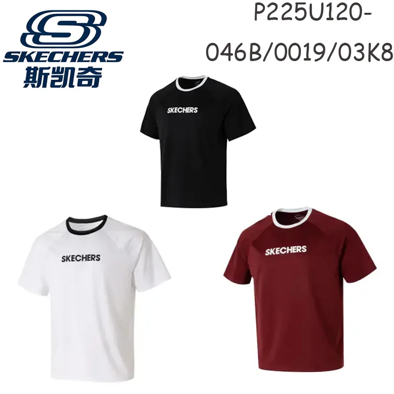 Skechers Mens Raglan Sleeve Contrast Collar Short Sleeve T Shirts P225U120-046B /0019/03K8 Casual Athletic Tees