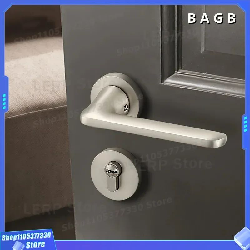 Silent Zinc Alloy Door Handle Lock Magnetic Suction Split Type Bathroom Room Interior Dumb Nickel Finish Hardware Wholesale