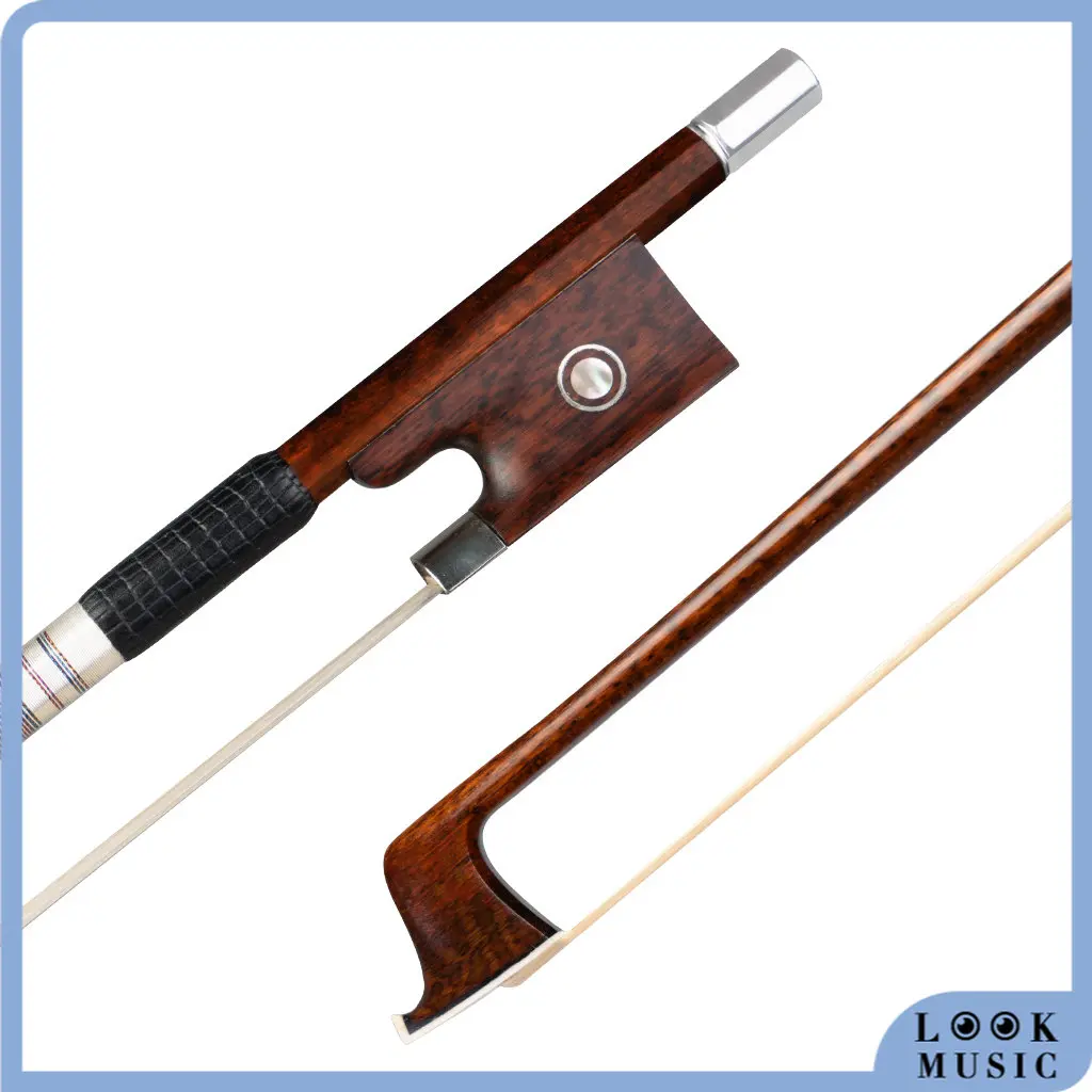 LOOK Handcraft Professional Violin Bow Master Snakewood Bow 4/4 Violin Bow W/Snakewood Frog Mongolian Horsehair Fast Response