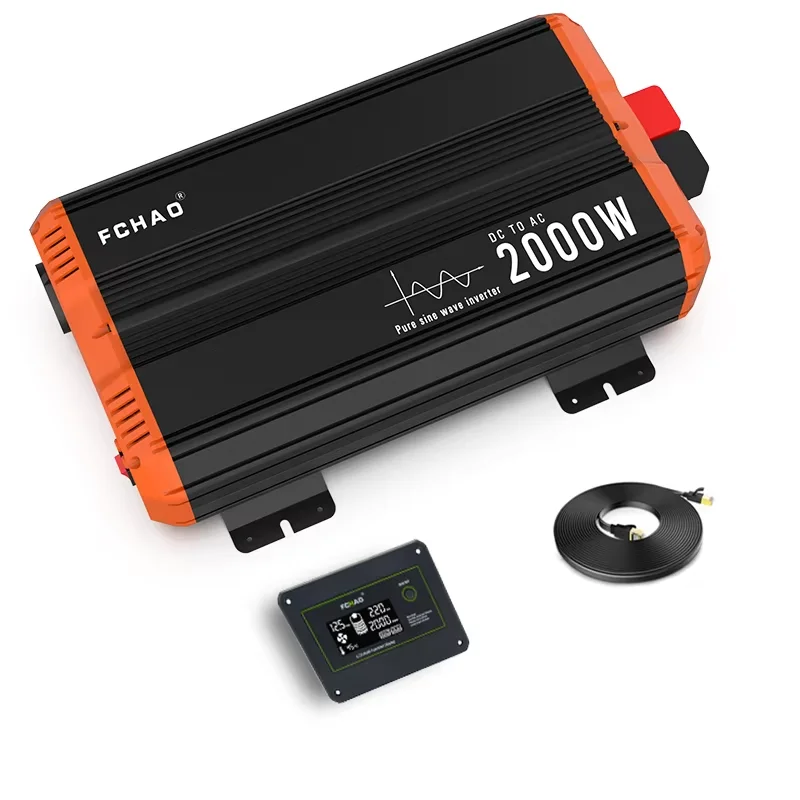 FCHAO EU Spot PST-2000W 50Hz Stromwechselrichter 12V auf 230V Reiner Sinuswellen-Wechselrichter für den Heimgebrauch, Wohnmobile und Outdoor-Reisen, leicht zu transportieren.