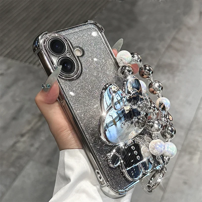 Bracket Bracelet Shockproof Glitter Plating Case For Samsung Galaxy A16 A06 A15 A25 A35 A55 A05 A04 A14 A24 A34 A54 4G 5G Cover