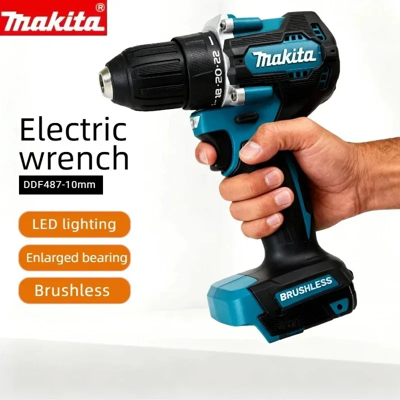 Makita DDF487 18V Brushless Cordless Driver Drill Compact High Torque Woodworking DIY Household Power Screwdriver Bare Unit