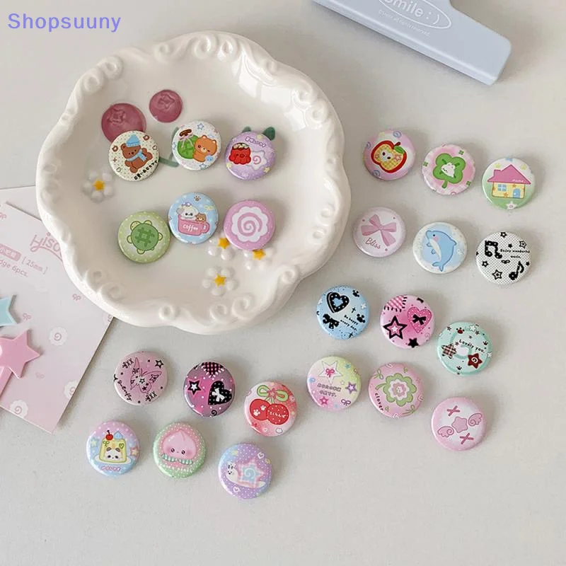 [SU]6Pcs Cartoon Mini Cartoon Button Badge Kawaii Retro Backpack Pencil Bag DIY Decorative Brooch Pin Accessories[SU]
