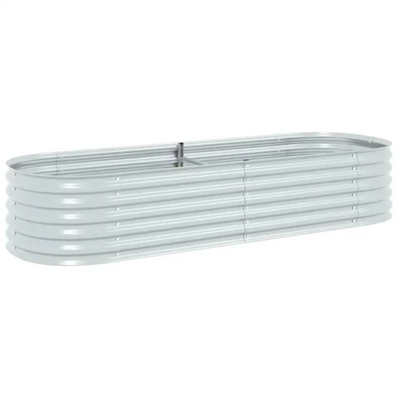 Jardinière d'extérieur pour terrasse et balcon, structure métallique robuste, potager surélevé 240x80x44 cm, acier galvanisé argenté