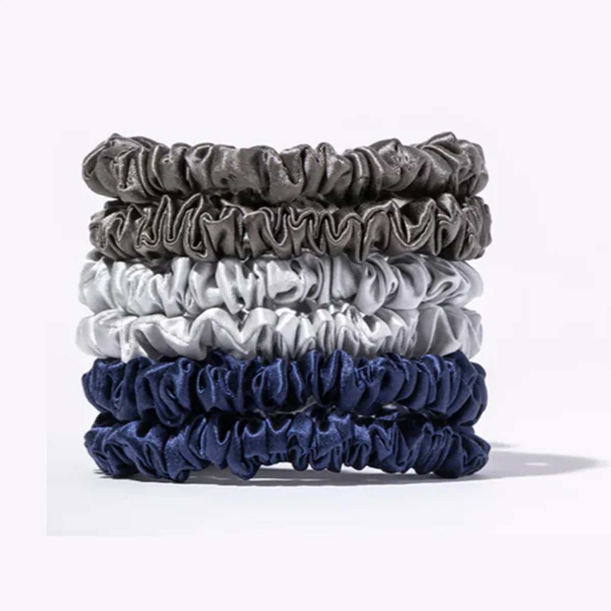 100 % reine Maulbeere, 6A-Seiden-Haargummi, handgefertigte Haarbänder, Damen- und Mädchen-Haar-Accessoires, reine Farbe, natürliche Haargummis, Box, 6 Stück – Detail 3