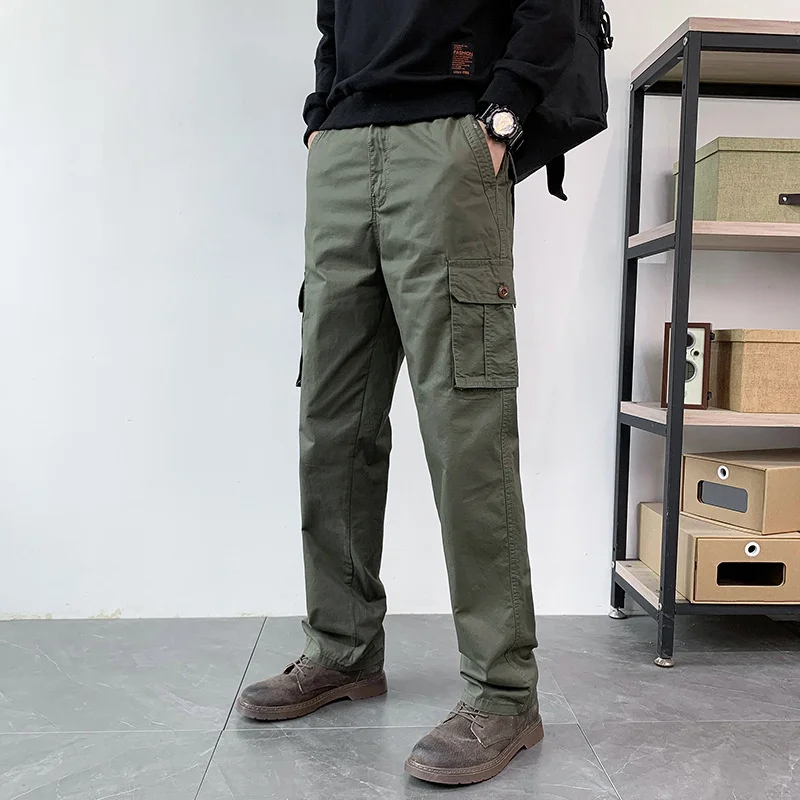 Men Cargo Pants Trousers Cotton Autumn Winter Brand Mens Clothing Male Straight Loose Pocket Long Sports Military