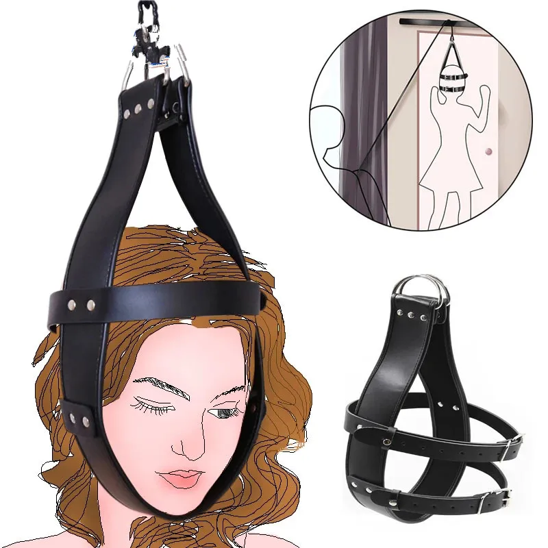 HotX PU Head Suspension Harness  Head Hood Adult Games BDSM Bondage Restraint Hanging Bondage Set for Couple