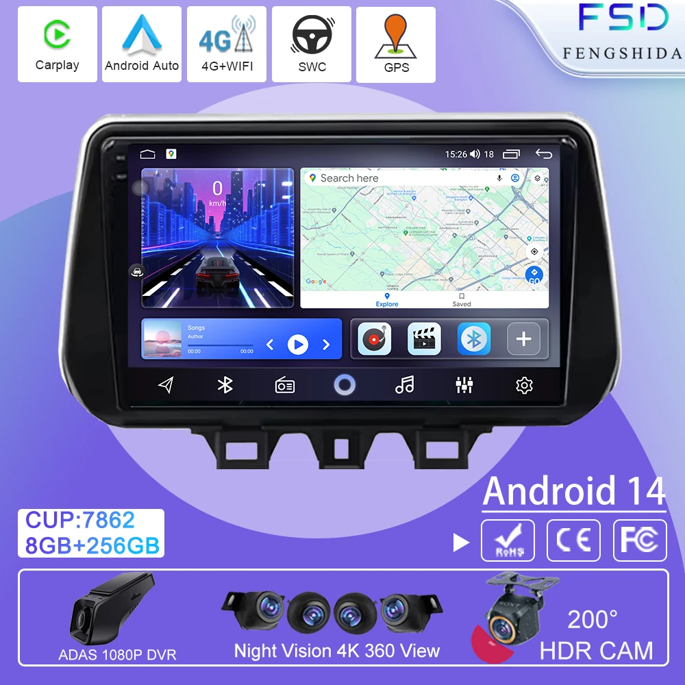 

For Hyundai TUCSON 2019 2020 2021 Android Wireless Carplay Car Radio Multimedia Player Head Unit GPS Navigation WIFI BT Stereo