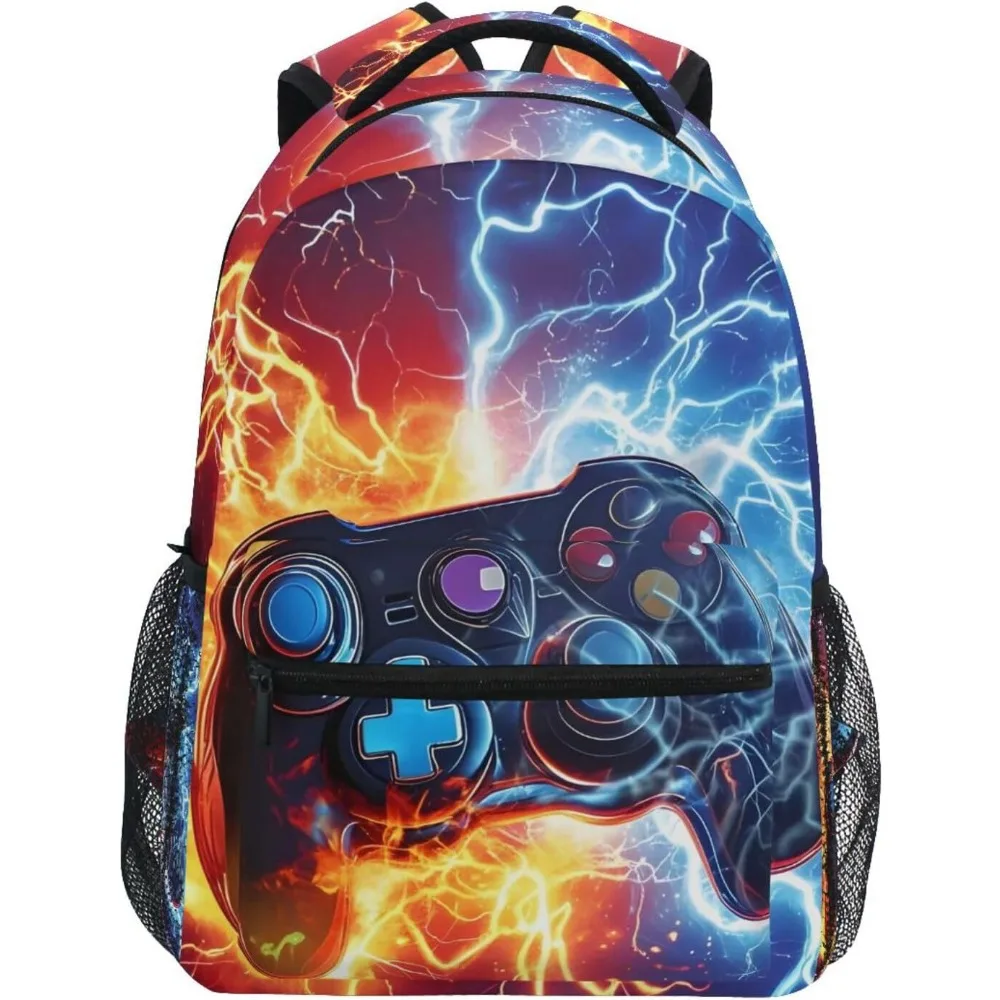 

Рюкзаки с игровым контроллером для девочек и мальчиков, сумка для начальной школы Fire Electric Spark, детская сумка для книг, персонализированный дорожный рюкзак