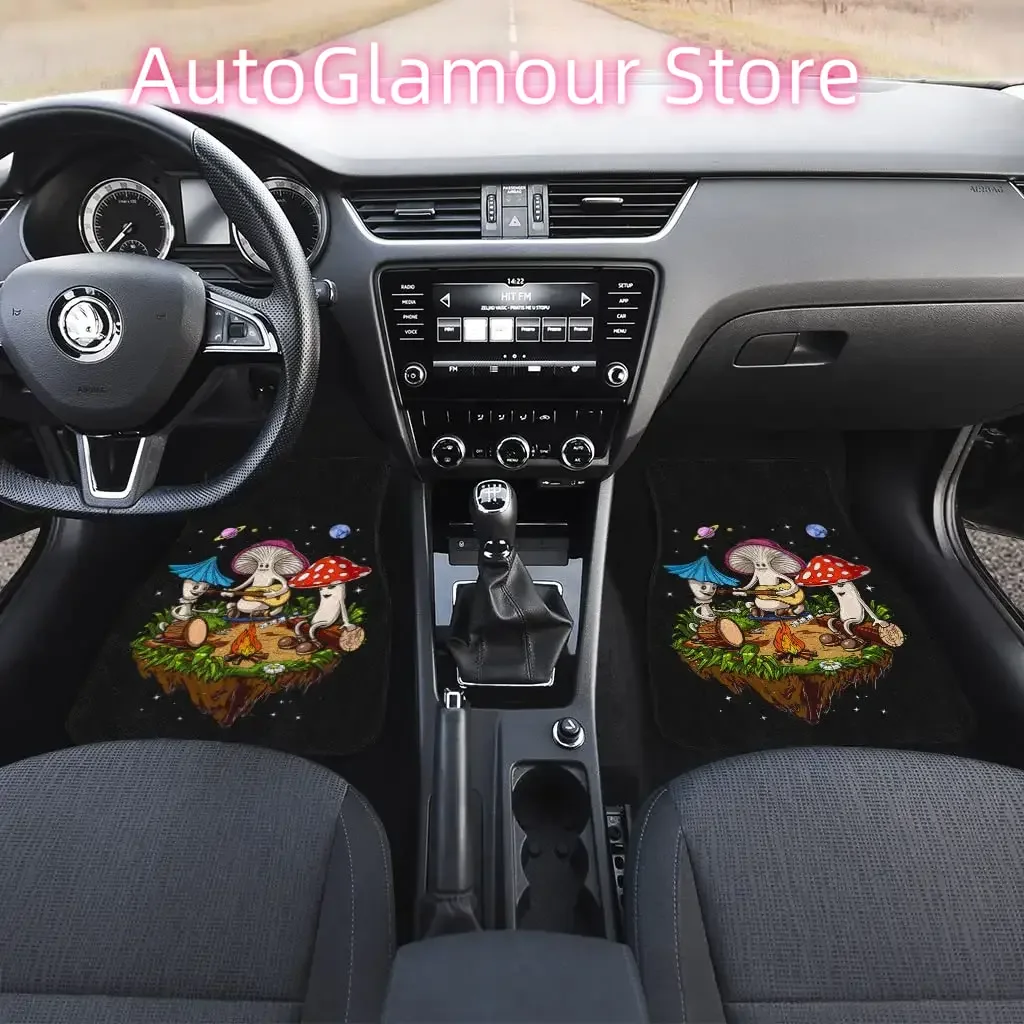 Hippie Mushrooms Psychedelic Magic Shrooms Camping Fungi Mycology Festival Car Floor Mat  Auto Mat Set of 4 Most Vehicle Cars