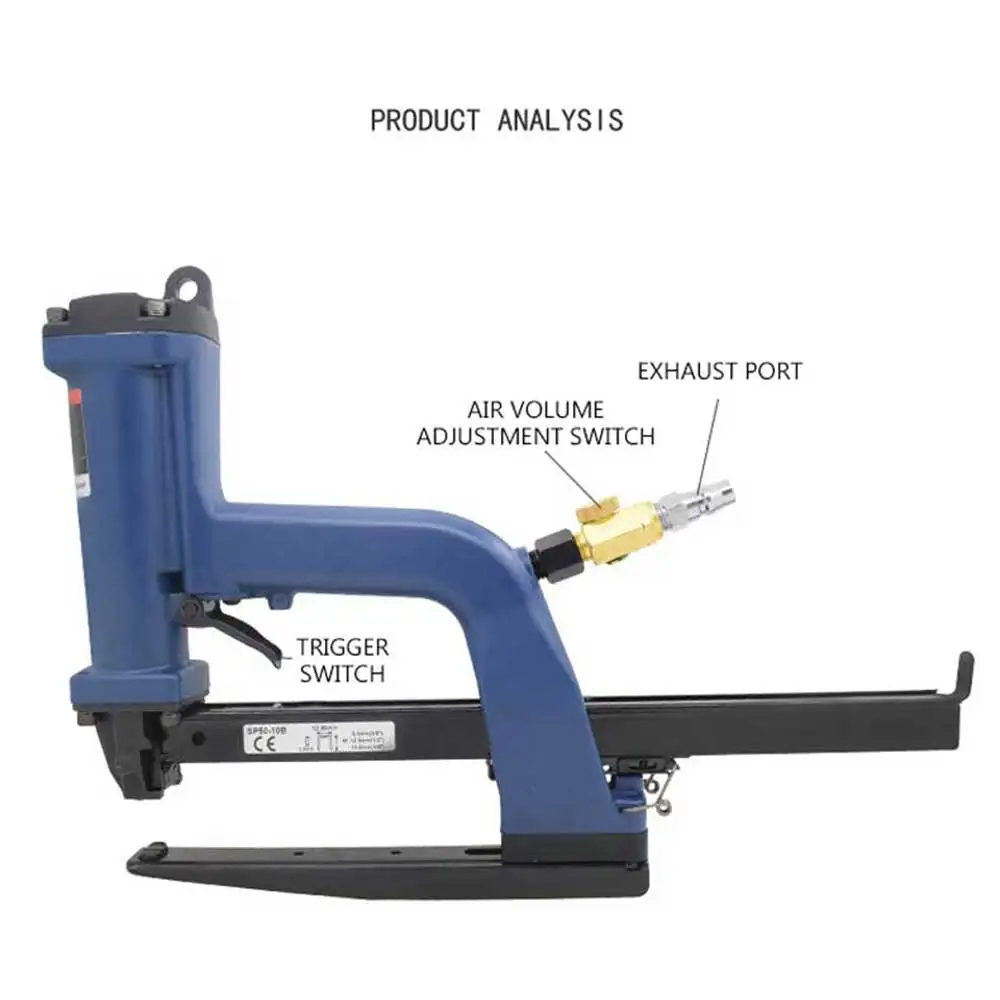 SP50-10B Pneumatic Carton Stapler, Industrial Air-Powered Carton Sealing Machine, Heavy Duty Box Packing Sealer Nailer