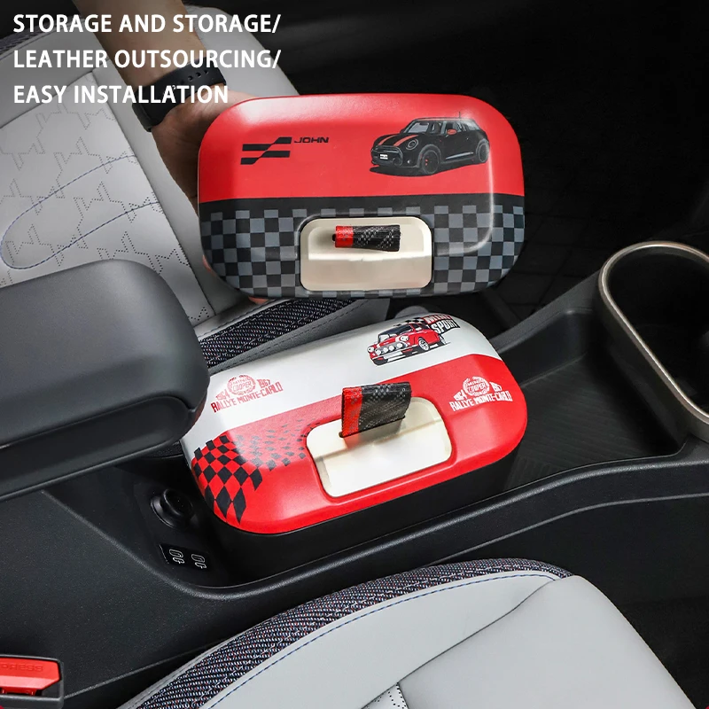 Car Central Control Storage Box For Mini Cooper F65 F66 2024 2025 Central Armrest Storage Box Auto Decoration Car Accessories