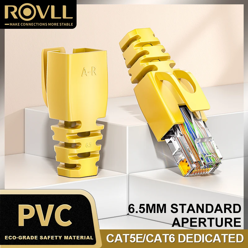 ROVLL 50 Stuks RJ45 Ethernet Netwerkkabel Trekontlasting Boots Kabel Connector Plug Cover voor CAT6, CAT6A, CAT5E Netwerkkabels