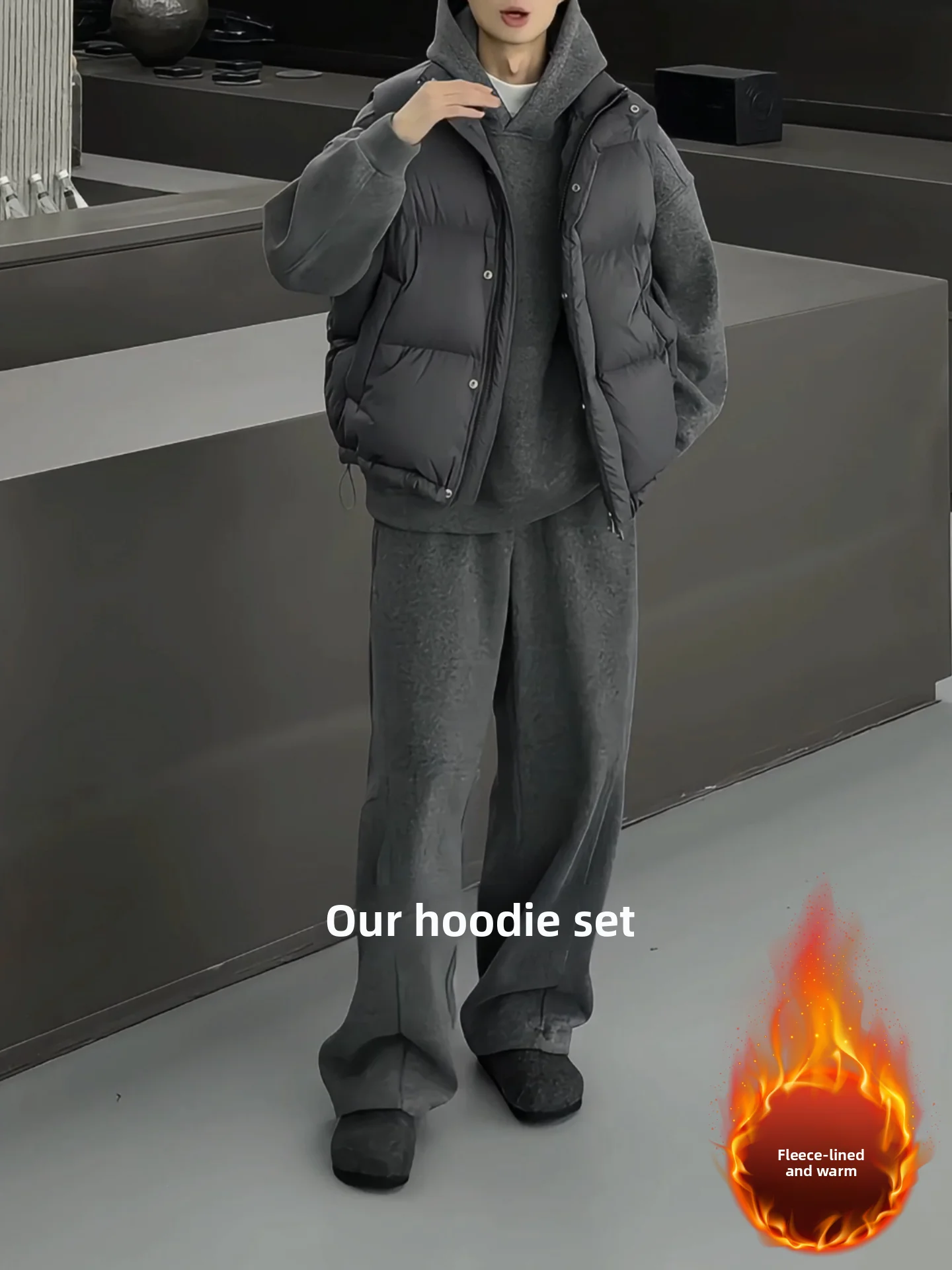 

Высококачественная толстовка с капюшоном и брюки на подкладке для мужчин, повседневная зимняя мода, простой дизайн, длинные молодежные длинные брюки све