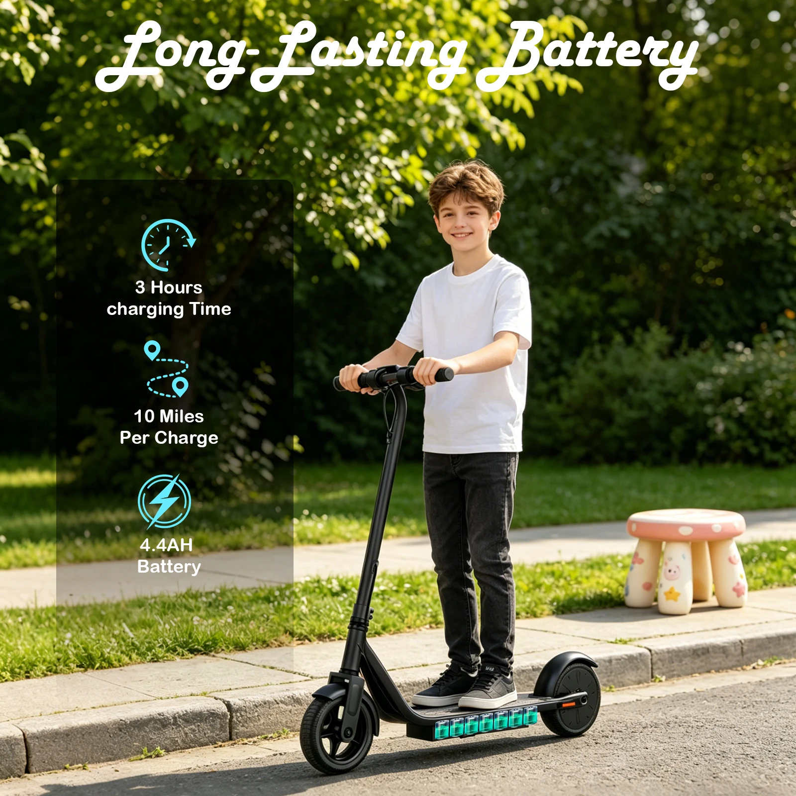 AOVOPRO LP65 Kinder-Elektroroller 250W Supermotor 15KM/H Höchstgeschwindigkeit E-Scooter 15KM/H 5-16KM Reichweite Faltbarer Elektroroller