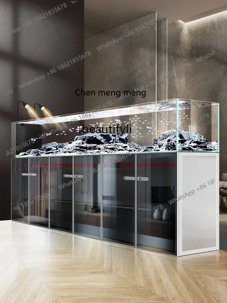 Bottom filter stream tank fish tank living room ecological landscaping floor screen entrance aquatic plant tank