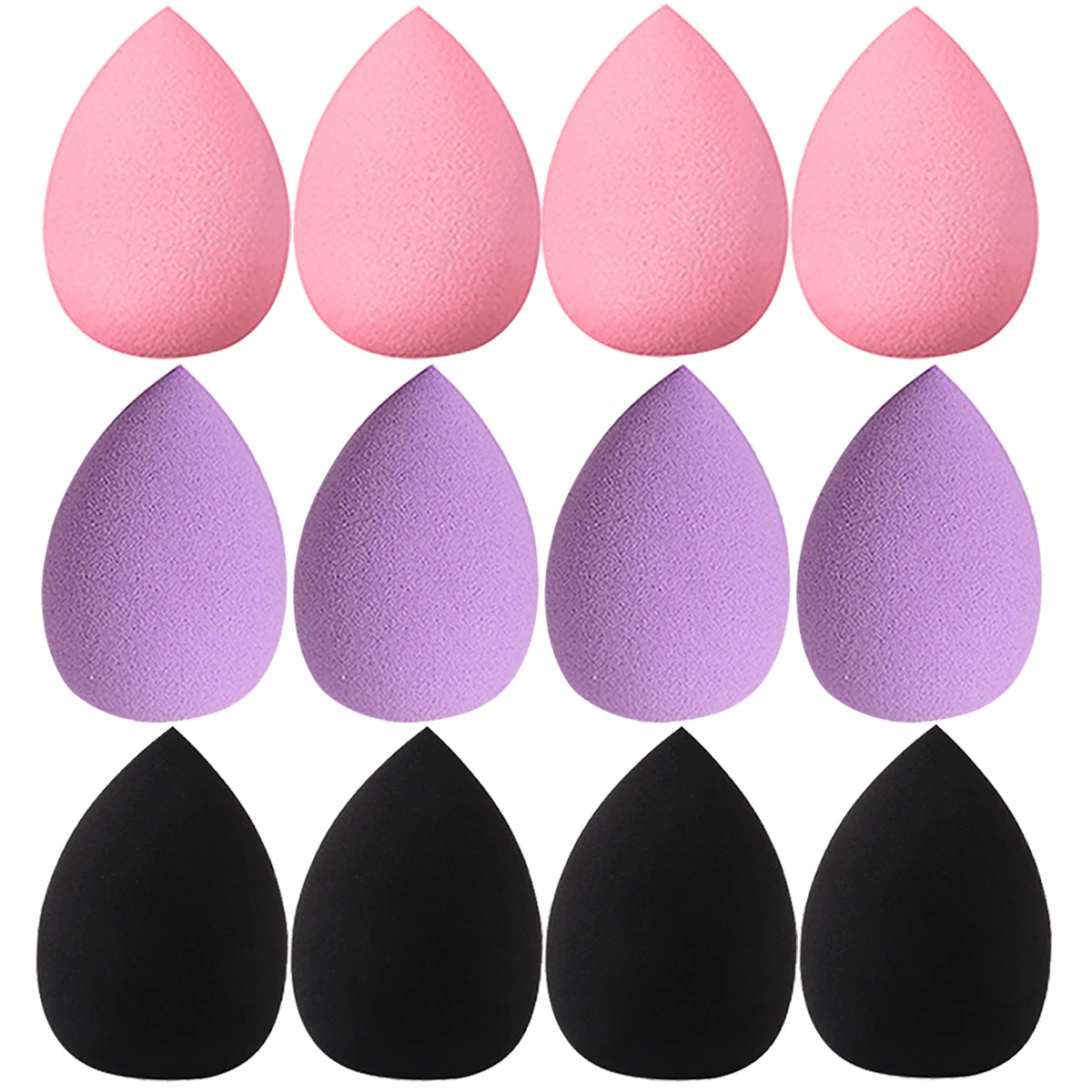 ฟองน้ำแต่งหน้าอเนกประสงค์ 12 ชิ้น ชุดฟองน้ำแต่งหน้าแบบไม่มีส่วนผสมของน้ำยาง ใช้ได้ทั้งแบบแห้งและแบบเปียก อุปกรณ์แต่งหน้า